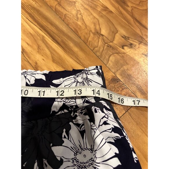Loft Wide-Leg Pants – Size XS – Dark Navy with Black & White Floral Print - Picture 6 of 7